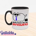 Tazza color "Avrai notizie dal mio AVVOGATTO", gatto avvocato divertente kawaii