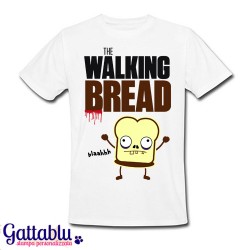 T-shirt uomo "The Walking Bread" fetta di pane zombie, The Walking Dead inspired, bianca