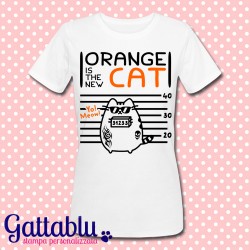 T-shirt donna "Orange is the new Cat", gatto in prigione, Orange is the new Black inspired
