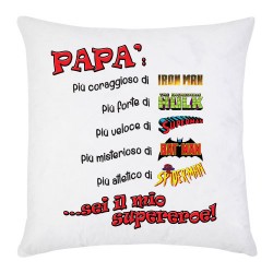 Federa per cuscino "Papà, sei il mio supereroe!", idea regalo per la festa del papà