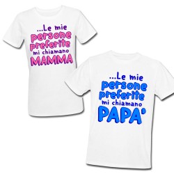 T-shirt di coppia lui e lei "Le mie persone preferite mi chiamano... mamma e papà"