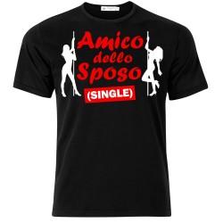 T-shirt uomo "Amico dello Sposo (single)", addio al celibato! nera