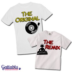 T-shirt di coppia papà e figlio "The Original + The Remix", idea regalo per la Festa del Papà