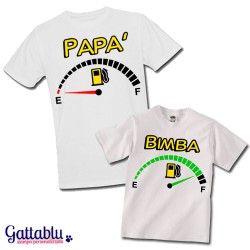 T-shirt di coppia papà e figlia "Benzina Loading Papà e Bimba", idea regalo per la Festa del Papà
