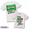 T-shirt di coppia papà e figlio "Old School vs New School: audiocassetta e smartphone", idea regalo per la Festa del Papà