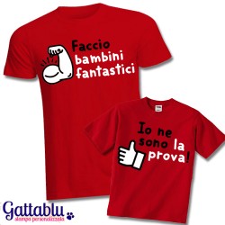 T-shirt colorate di coppia papà e figlio "Faccio bambini fantastici", idea regalo per la Festa del Papà