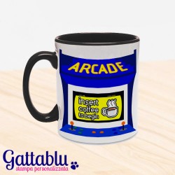 Tazza colorata "Arcade Machine" videogame vintage: insert coffee to begin!