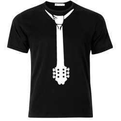 T-shirt uomo con stampa cravatta manico di chitarra