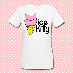 T-shirt donna "Ice Kitty", gatto gelato kawaii