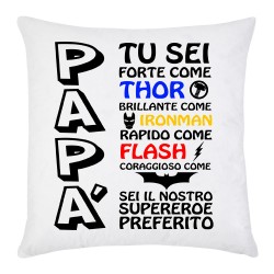 Federa per cuscino "Papà, il nostro supereroe preferito!", idea regalo per la festa del papà