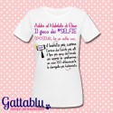 T-shirt donna "Gioco dei Selfie" Addio al Nubilato, personalizzabile con il nome della sposa e le frasi che vuoi!