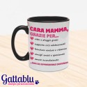 Tazza color "Cara Mamma, grazie per..." idea regalo per la festa della mamma, nera