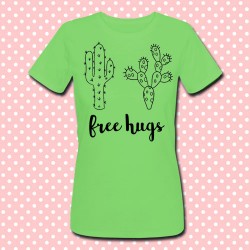 T-shirt donna "Free Hugs" cactus, piantine grasse