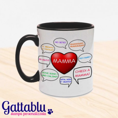 Tazza color "Mamma: le frasi tipiche dei figli" fumetti divertenti, idea regalo per la festa della mamma