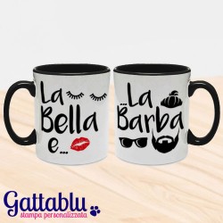 Set 2 tazze color di coppia "La Bella e la Barba"