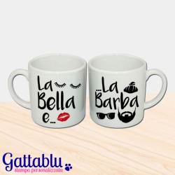 Coppia di tazzine da caffè espresso "La Bella e la Barba"