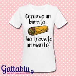 T-shirt donna "Cercavo un burrito, ho trovato un marito", divertente Addio al Nubilato