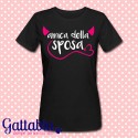 T-shirt donna "Amica della sposa" corna e coda da diavoletto, Addio al Nubilato