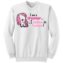 Felpa girocollo "I am a dreamer: I believe in humans" unicorno kawaii