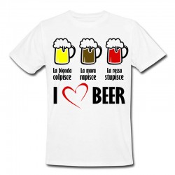 T-shirt uomo Birra bionda, mora, rossa... "I love Beer"
