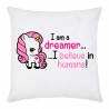 Federa per cuscino "I am a dreamer: I believe in humans" unicorno kawaii