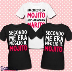 Set 3 t-shirt sposa e damigelle amiche Mojito Marito, Addio al Nubilato (bianco e nero)