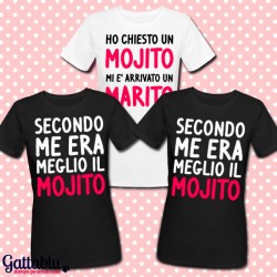 Set 3 t-shirt sposa e damigelle amiche "Mojito... Marito..." Addio al Nubilato, PERSONALIZZABILI