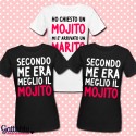 Set 3 t-shirt sposa e damigelle amiche Mojito Marito, Addio al Nubilato (bianco e nero)