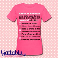 T-shirt donna "Lista delle cose da fare prima di mettere un anello al dito" gioco party Addio al Nubilato