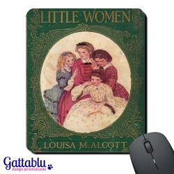 Tappetino mouse con stampa "Little Women - Louisa M. Alcott", copertina libro vintage