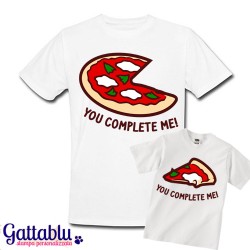 T-shirt di coppia papà e figlio "You complete me", fetta di pizza!