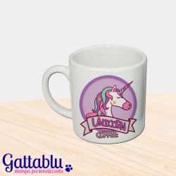 Tazzina da caffè espresso "Unicorn Coffee" unicorno kawaii colori pastello
