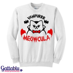 Felpa unisex uomo e donna "Vampurrr Meowcula" gatto vampiro Halloween