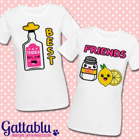 T-shirt di coppia Best Friends Tequila, sale e limone, idea regalo migliori amiche!