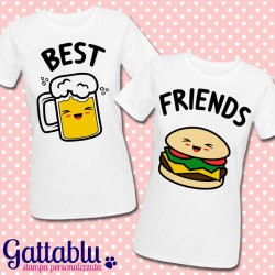 T-shirt di coppia Best Friends birra e panino, idea regalo migliori amiche!