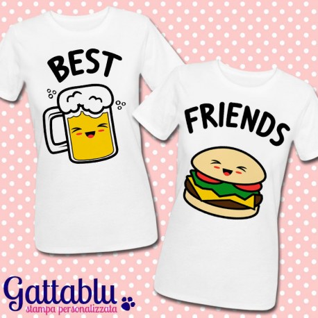 T-shirt di coppia Best Friends birra e panino, idea regalo migliori amiche!