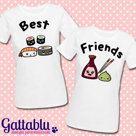 T-shirt di coppia Best Friends sushi, salsa di soia e wasabi, idea regalo migliori amiche!