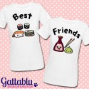 T-shirt di coppia Best Friends sushi, salsa di soia e wasabi, idea regalo migliori amiche!