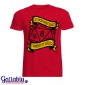 T-shirt uomo "Io non invecchio, aumento di livello", dado d20 Dungeons&Dragons inspired - rossa