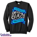 Felpa unisex uomo e donna "Io non invecchio, aumento di livello" dado d20 Dungeons&Dragons inspired - blu/azzurro