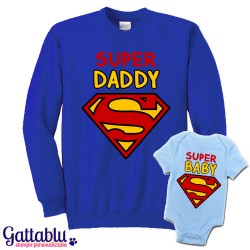 Felpa e body papà e bebè bimbo "Super Daddy + Super Baby", padre e figlio