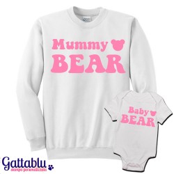 Felpa e body mamma e bebè bimba "Mummy / Baby Bear" mamma orsa, madre e figlia