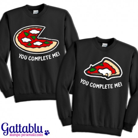 Coppia di felpe girocollo unisex You Complete Me - Pizza, amici amiche e  fidanzati