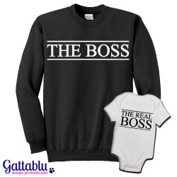Felpa e body papà e bebè bimbo "The Boss + The Real Boss", padre e figlio