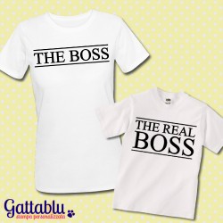 T-shirt di coppia mamma e bimbo / bimba "The Boss - The Real Boss", divertente idea regalo per una mamma e figlio / figlia