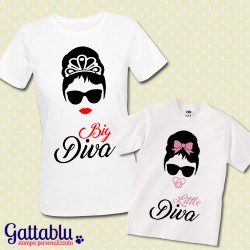 T-shirt di coppia mamma e bimbo / bimba "Big Diva - Little Diva", divertente idea regalo per una mamma e figlio / figlia