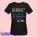 T-shirt donna Personaggi Cluedo inspired. gamer giochi da tavolo, personalizzabile