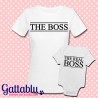 T-shirt / body pagliaccetto di coppia mamma e figlio / figlia "The Boss - The Real Boss" idea regalo divertente