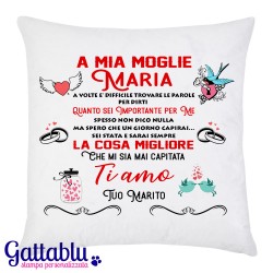 Federa per cuscino PERSONALIZZATA CON IL NOME, San Valentino, idea regalo MOGLIE da personalizzare!