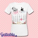 T-shirt donna Save The Date: calendario del matrimonio PERSONALIZZATO con nomi degli sposi e data delle nozze!